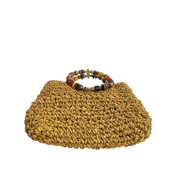 Cappelli straw beaded handle summer spring bag purse handbag tote Vintage - Picture 8 of 13